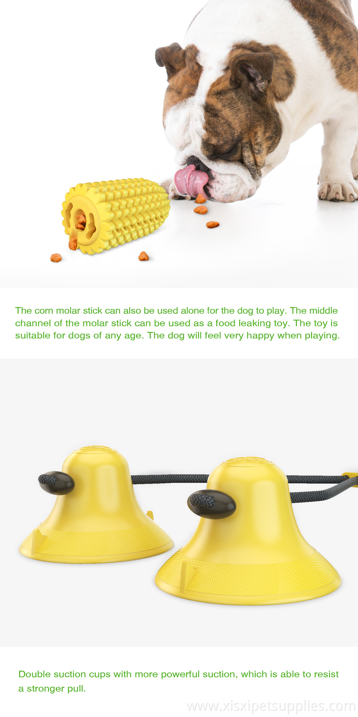 Factory Price Dual Suction Cups Corn Dog Pet Toy Wholesale Funny Pet Toys OEM Bulk Dog Toys